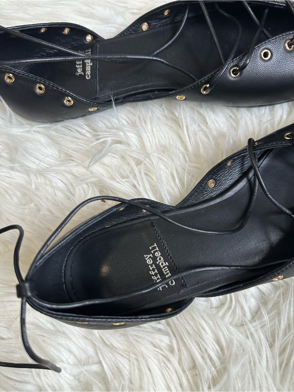 Jeffrey Campbell Black Lace-Up Ankle Wrap Square Toe Ballet Flats - Picture 9 of 11